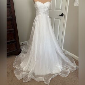 La Femme White Strapless Wedding Dress
